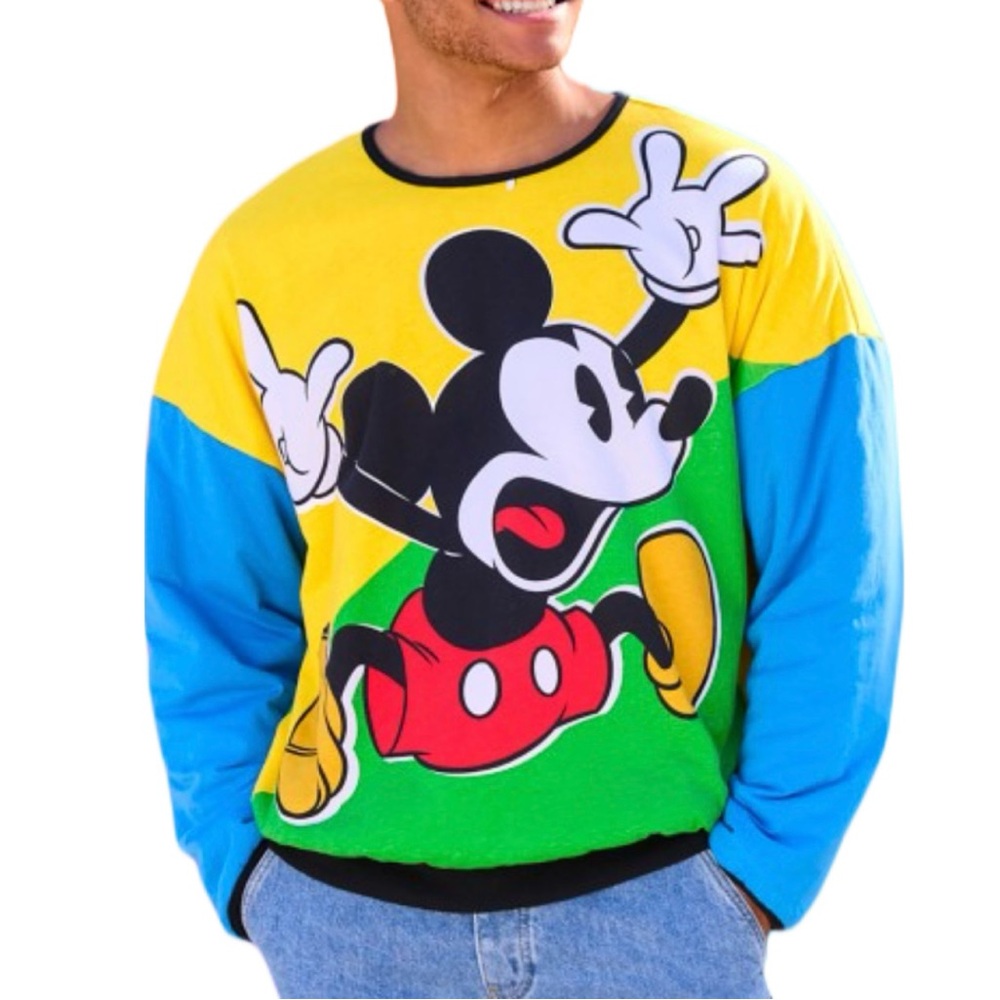 Disney Mickey Mouse Colorblock Crewneck Sweater Size XL new with tags⭐️